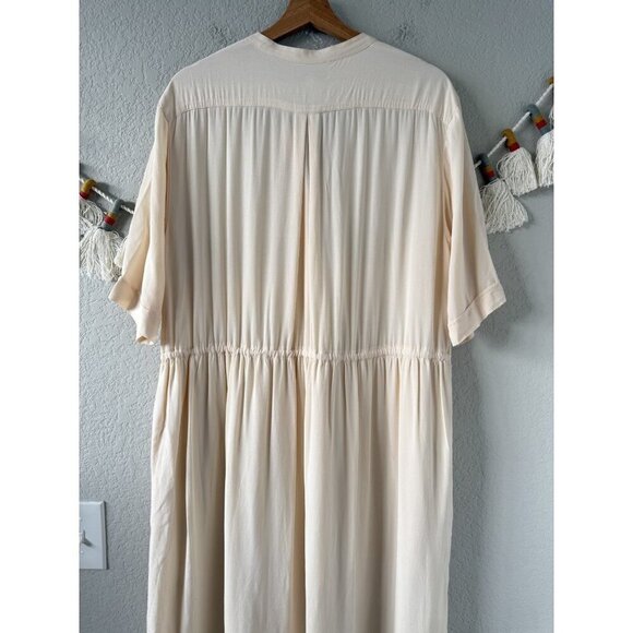 Uniqlo Ines De Fressange Aline Tie Waist Button Down Shirtdress Beige Neutral M - Picture 9 of 10